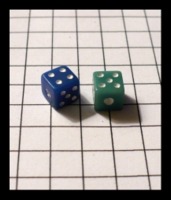 Dice : Dice - 6D - Tiny Pair Blue and Green with White Pips Fat One